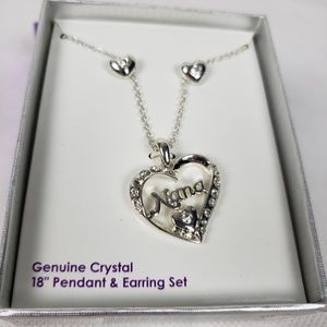 Nana 18" Pendant & Earring set genuine crystal